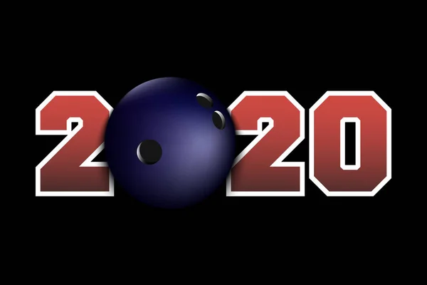 Números de Ano Novo 2020 e bola de boliche — Vetor de Stock