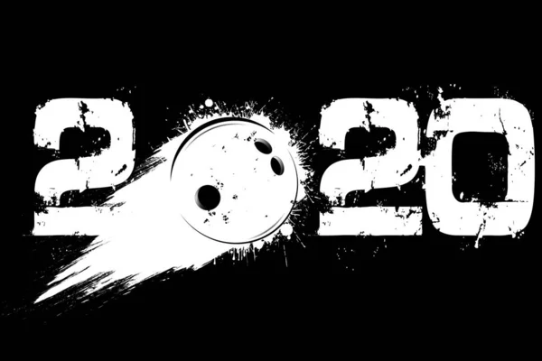 Numéros abstraits 2020 et boule de bowling de taches — Image vectorielle