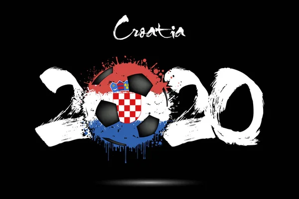 2020 en voetbal in de kleur van de Kroatische vlag — Stockvector