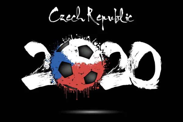 2020 and soccer ball in color of Czech Republic flag — Stock Vector
