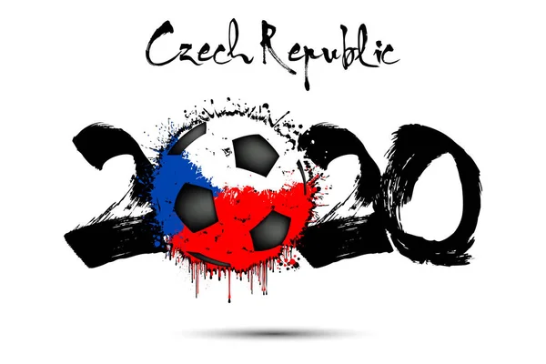 2020 and soccer ball in color of Czech Republic flag — Stock Vector