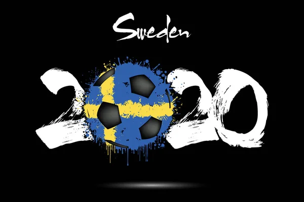 Футбольный мяч в цвету флага Швеции 2020 года — стоковый вектор
