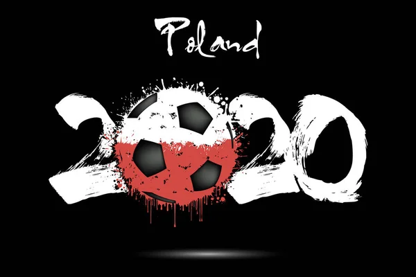2020年とポーランド国旗の色でサッカーボール — ストックベクタ