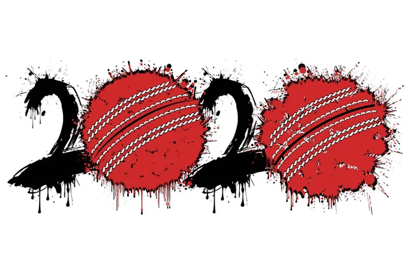 Abstract numbers 2020 and cricket ball from blots