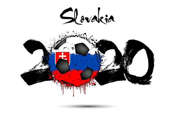 2020とスロバキアの旗の色でサッカーボール — ストックベクタ