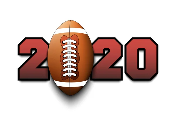 Números de Ano Novo 2020 e bola de futebol — Vetor de Stock