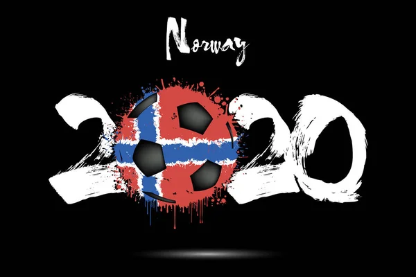 ノルウェーの国旗の色で2020年とサッカーボール — ストックベクタ