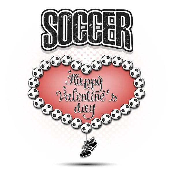 Happy Valentines Day. Heart made of soccer balls — 스톡 벡터