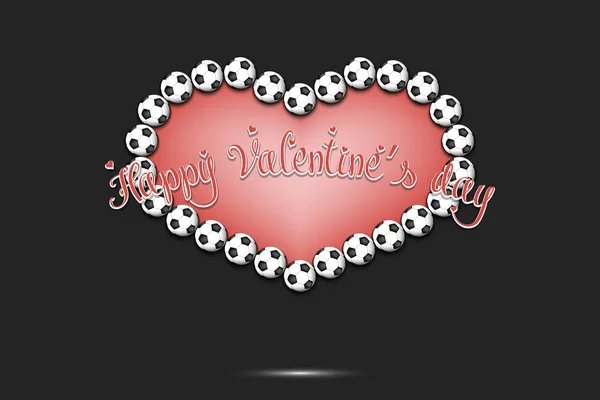 Feliz día de San Valentín. Corazón hecho de pelotas de fútbol — Archivo Imágenes Vectoriales
