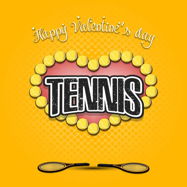 Joyeuse Saint-Valentin. Coeur fait de balles de tennis — Image vectorielle