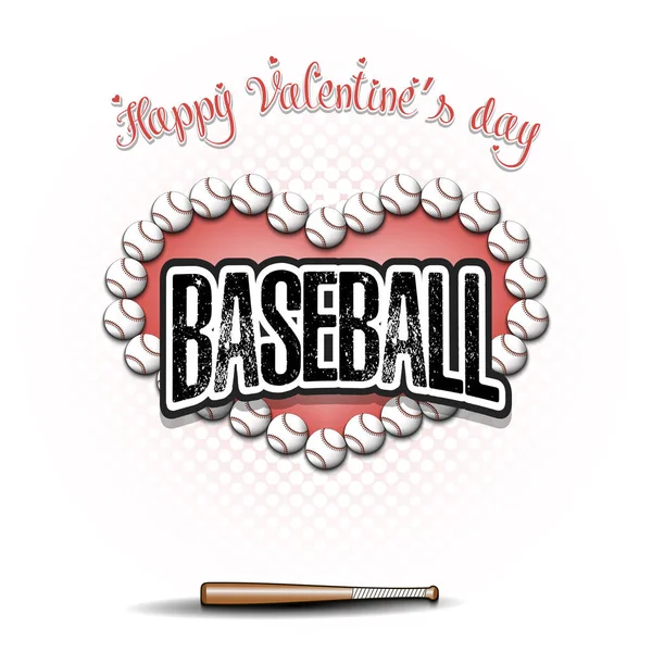 Happy Valentines Day. Heart made of baseball balls — 스톡 벡터