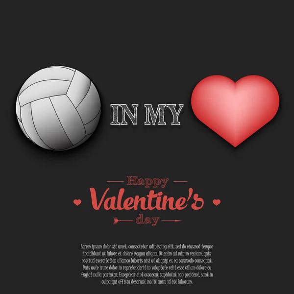 Volley-ball dans mon cœur. Joyeuse Saint-Valentin — Image vectorielle