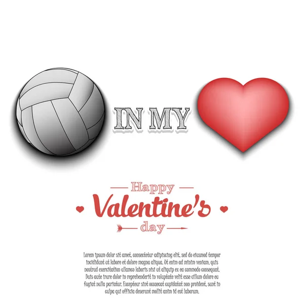 Volleyball in my heart. Happy Valentines Day — 스톡 벡터