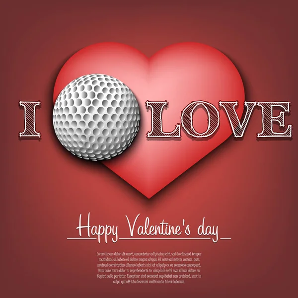 Me encanta el golf. Feliz día de San Valentín — Archivo Imágenes Vectoriales