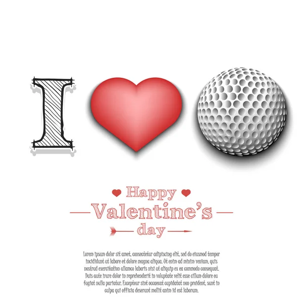 I love golf. Happy Valentines Day — 스톡 벡터
