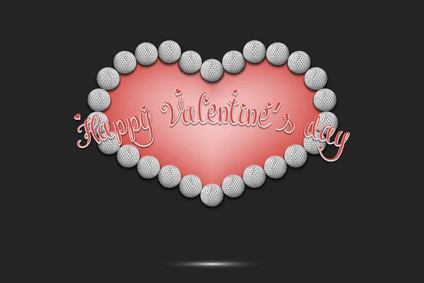 Happy Valentines Day. Heart made of golf balls — ストックベクタ
