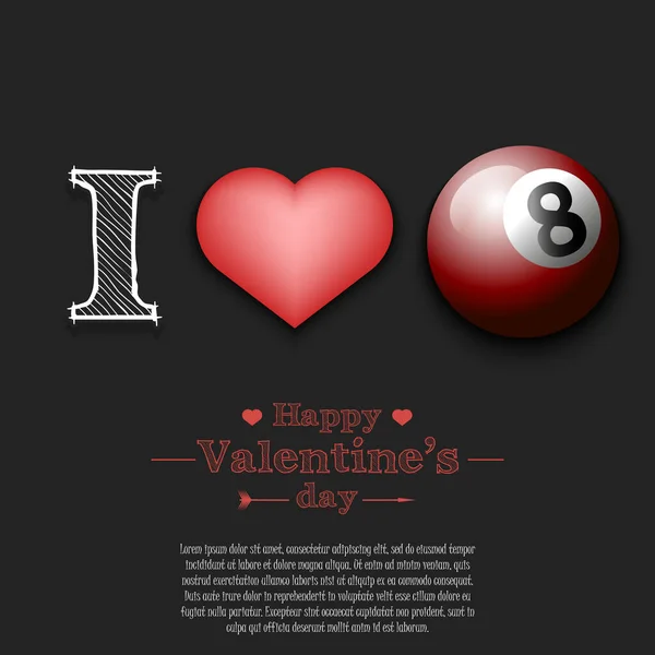 Imádom a biliárdot. Boldog Valentin-napot! — Stock Vector