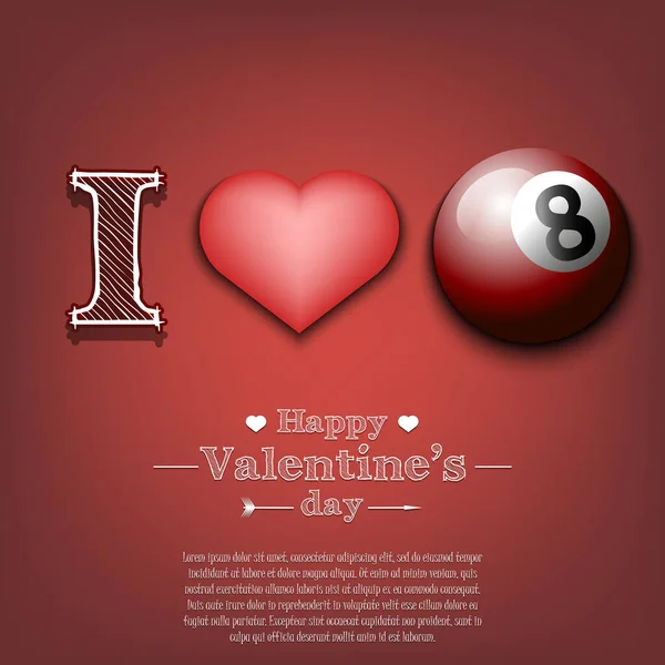 Imádom a biliárdot. Boldog Valentin-napot! — Stock Vector
