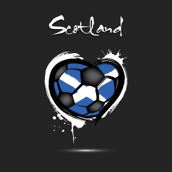 Μπάλα ποδοσφαίρου σε σχήμα καρδιάς στο χρώμα της σκωτσέζικης σημαίας — Διανυσματικό Αρχείο