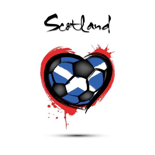 Fotboll formad som ett hjärta i färgen på Skottland flagga — Stock vektor
