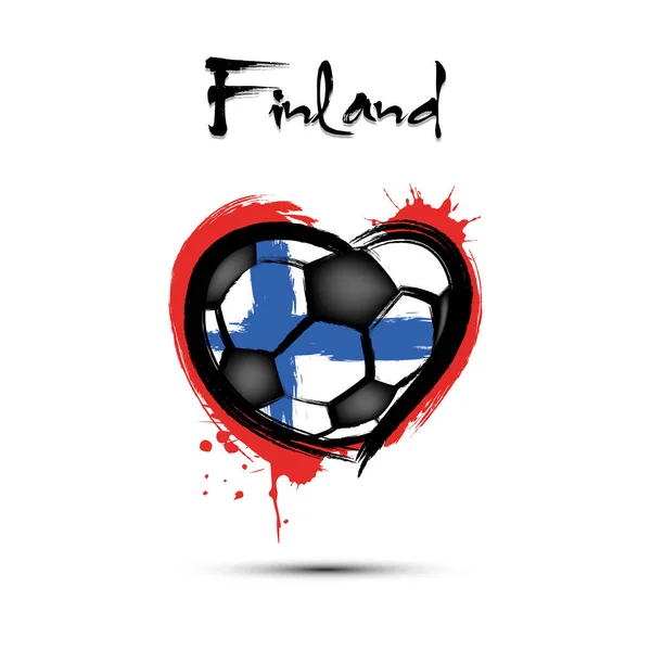 足球作为心脏形状的芬兰国旗颜色 — 图库矢量图片