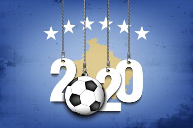 Rakamlar 2020, futbol topu ve Kosova bayrağı
