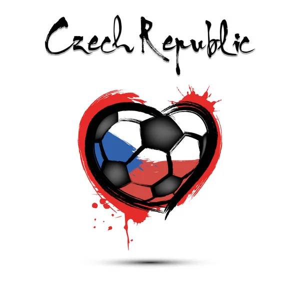 Çek Cumhuriyeti bayrağı renginde kalp şeklinde futbol topu — Stok Vektör