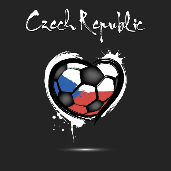 足球作为心脏形状的捷克共和国国旗的颜色 — 图库矢量图片