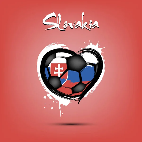 スロバキアの旗の色で心の形をしたサッカーボール — ストックベクタ