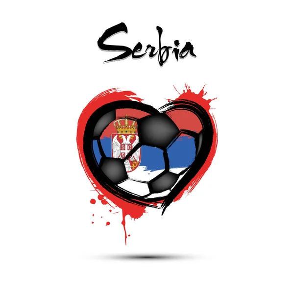 Soccer ball shaped as a heart in color of Serbia flag — 图库矢量图片