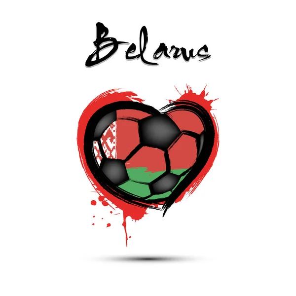 Soccer ball shaped as a heart in color of Belarus flag — 图库矢量图片