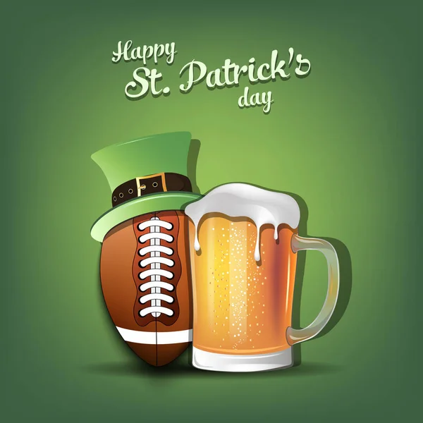 Happy St. Patricks day and football ball — Stock Vector