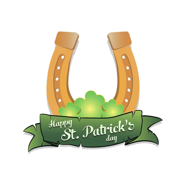 Happy St. Patrick's day. Horseshoe and clovers — Stock Vector