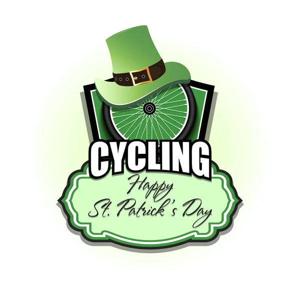 Feliz día de San Patricio y rueda de bicicleta — Vector de stock