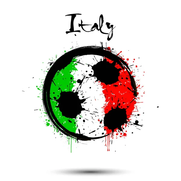 Pallone da calcio nei colori della bandiera italiana — Vettoriale Stock