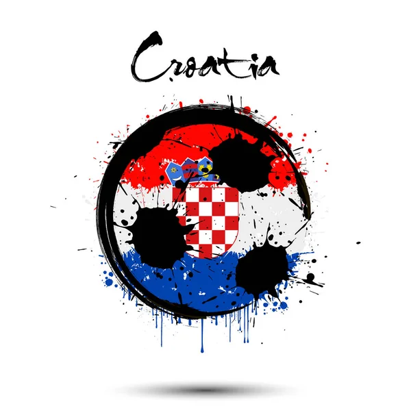 Футбольний м'яч у кольорах прапора Хорватії. — стоковий вектор