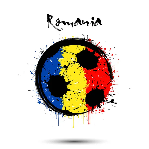 Fotbalový míč v barvách rumunské vlajky — Stockový vektor