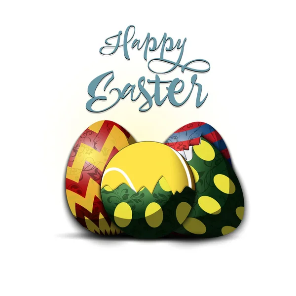 Joyeux Pâques. Oeufs de Pâques et balle de tennis — Image vectorielle