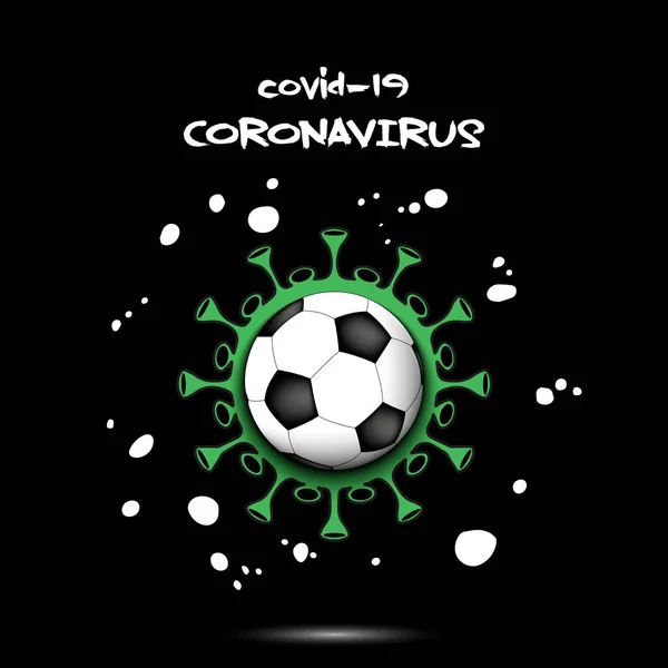 Coronavirus sign with soccer ball — Stock Vector