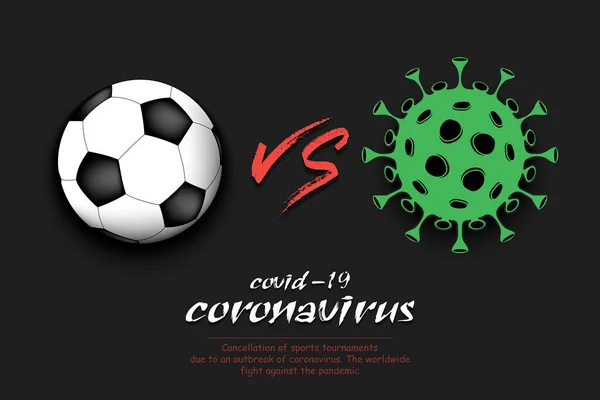 Banner de fútbol contra coronavirus — Vector de stock