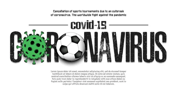 Koronavirus. Virus s fotbalovým míčem — Stockový vektor