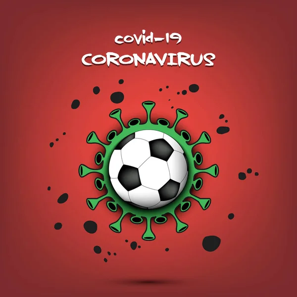 Koronavirus znamení s fotbalovým míčem — Stockový vektor