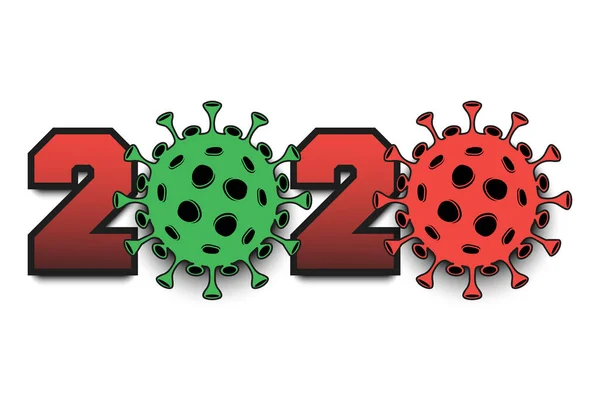 Числа 2020 та коронавірусний знак — стоковий вектор