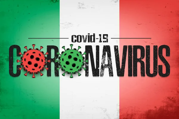 Bandera de Italia con coronavirus covid-19 — Vector de stock