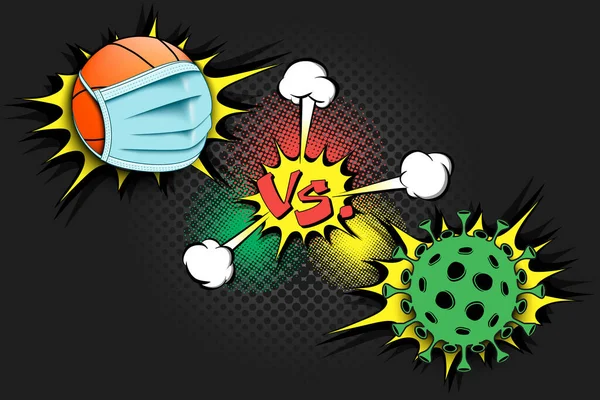 Basketball vs coronavirus covid-19 — Stock Vector