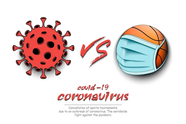 Baloncesto vs coronavirus covid-19 — Vector de stock