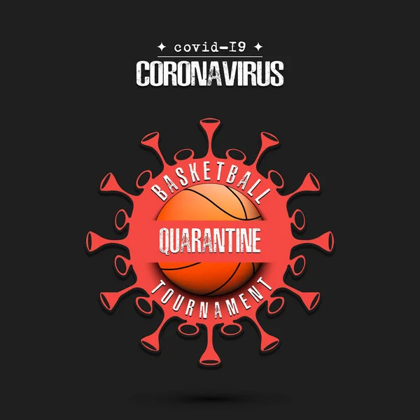 Coronavirus sign with basketball ball — Stock Vector