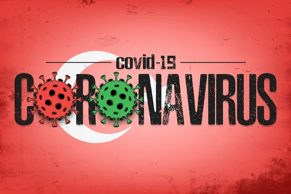 Coronavirüs covid-19 ile Türkiye Bayrağı — Stok Vektör