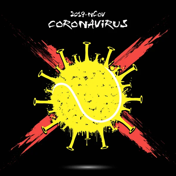 Coronavirus tecken med tennisboll — Stock vektor