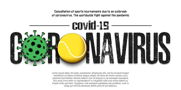 Koronawirus. Znak koronawirusa z piłką tenisową — Wektor stockowy